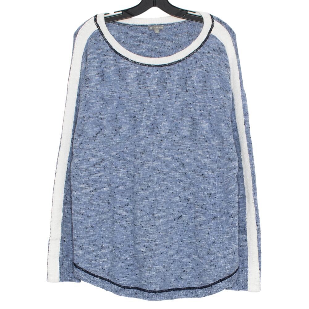 T by Talbots Sweater Blue Striped XL Coastal Nautical Minimalist Quiet Luxury